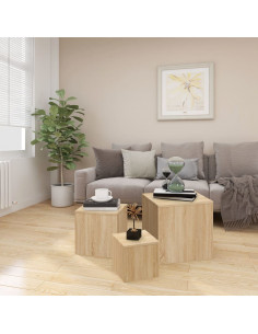 Tavolini 3 pz Rovere Sonoma in Truciolato