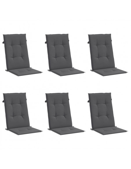 Cuscini per Sedie 6 pz Antracite 120x50x3 cm in Tessuto