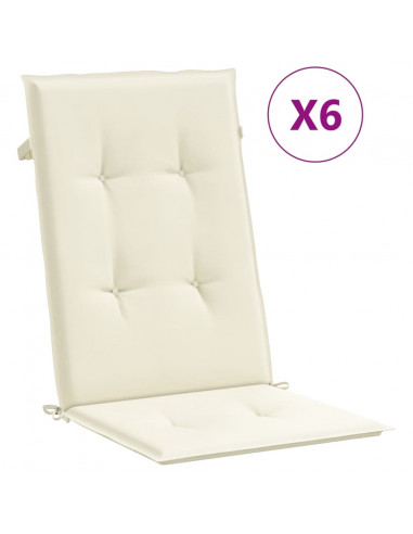 Cuscini per Sedie 6 pz Crema 120x50x3 cm in Tessuto