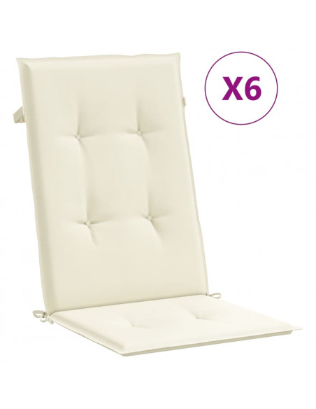 Cuscini per Sedie 6 pz Crema 120x50x3 cm in Tessuto