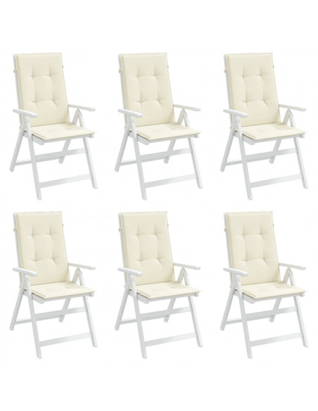 Cuscini per Sedie 6 pz Crema 120x50x3 cm in Tessuto