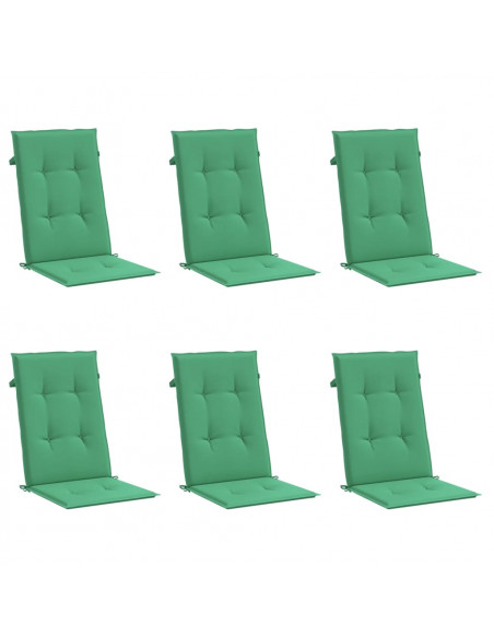 Cuscini per Sedie 6 pz Verdi 120x50x3 cm in Tessuto