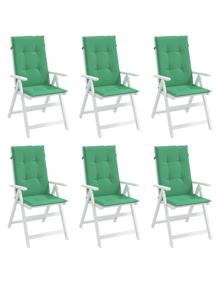 Cuscini per Sedie 6 pz Verdi 120x50x3 cm in Tessuto