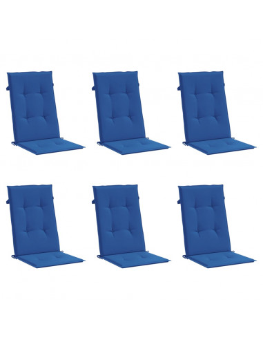 Cuscini per Sedie 6 pz Blu Reale 120x50x3 cm in Tessuto