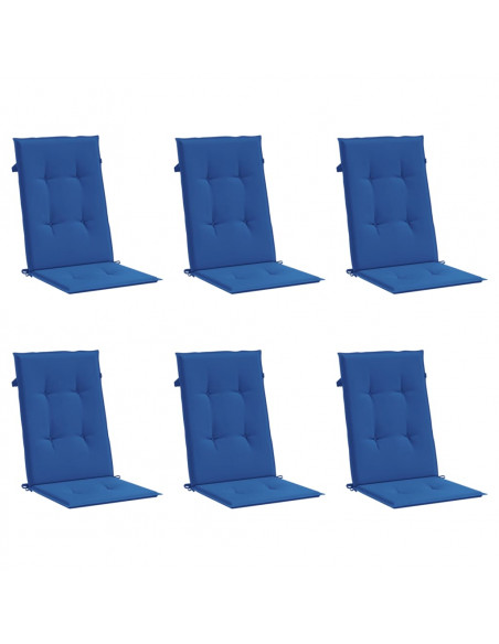 Cuscini per Sedie 6 pz Blu Reale 120x50x3 cm in Tessuto