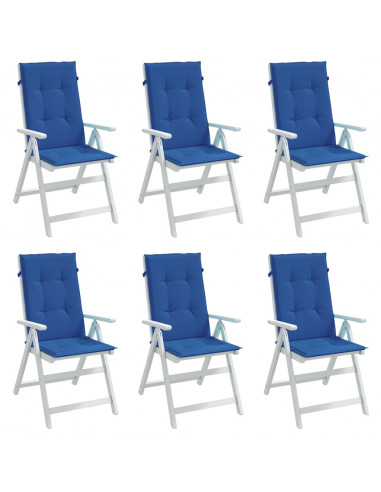 Cuscini per Sedie 6 pz Blu Reale 120x50x3 cm in Tessuto