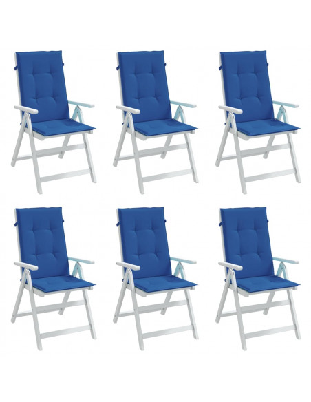 Cuscini per Sedie 6 pz Blu Reale 120x50x3 cm in Tessuto