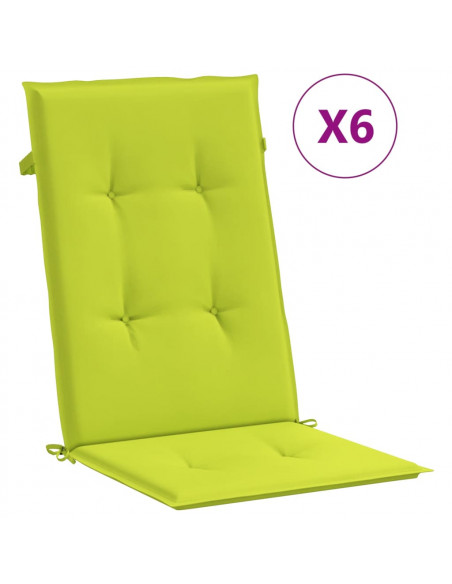 Cuscini per Sedie 6 pz Verde Brillante 120x50x3 cm in Tessuto