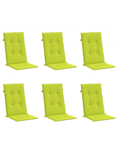 Cuscini per Sedie 6 pz Verde Brillante 120x50x3 cm in Tessuto