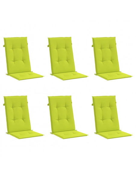 Cuscini per Sedie 6 pz Verde Brillante 120x50x3 cm in Tessuto