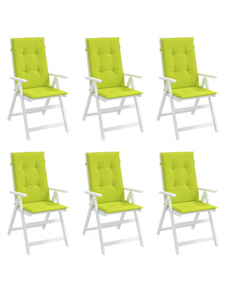 Cuscini per Sedie 6 pz Verde Brillante 120x50x3 cm in Tessuto