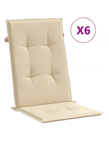 Cuscini per Sedie 6 pz Beige 120x50x3 cm in Tessuto