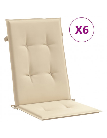 Cuscini per Sedie 6 pz Beige 120x50x3 cm in Tessuto