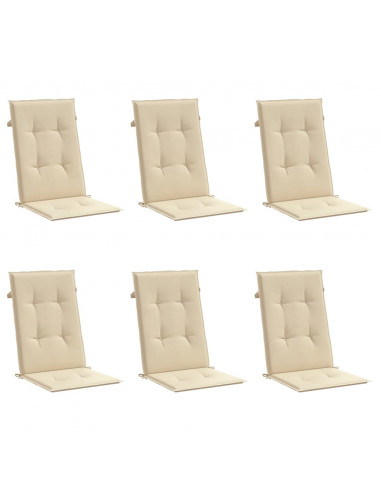 Cuscini per Sedie 6 pz Beige 120x50x3 cm in Tessuto
