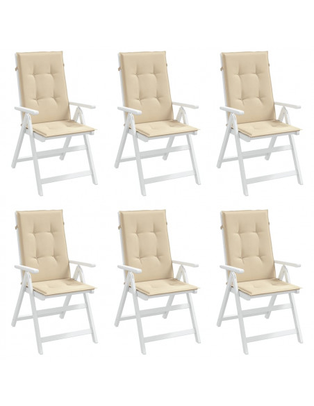 Cuscini per Sedie 6 pz Beige 120x50x3 cm in Tessuto