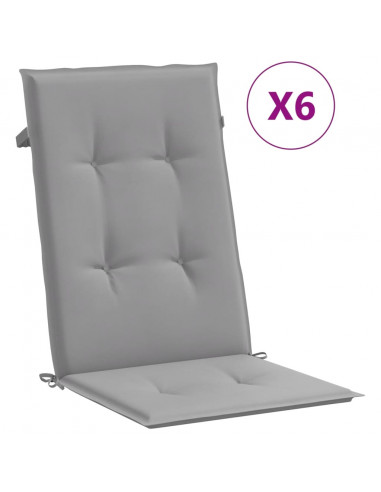 Cuscini per Sedie 6 pz Grigi 120x50x3 cm in Tessuto