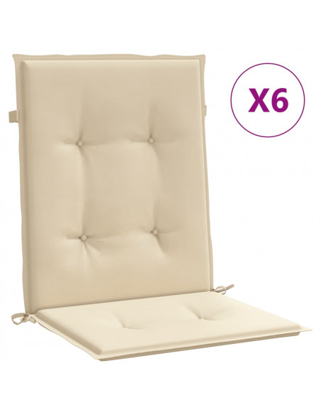 Cuscini per Sedia 6 pz Beige 100x50x3 cm in Tessuto Oxford