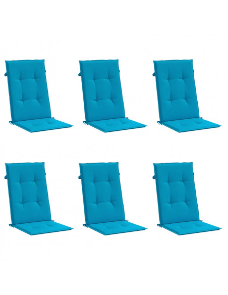 Cuscini per Sedie 6 pz Blu 120x50x3 cm in Tessuto