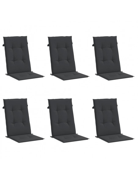 Cuscini per Sedie 6 pz Neri 120x50x3 cm in Tessuto