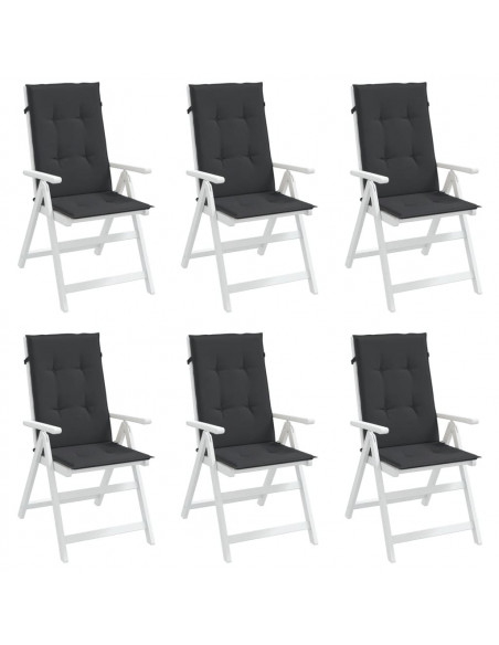 Cuscini per Sedie 6 pz Neri 120x50x3 cm in Tessuto
