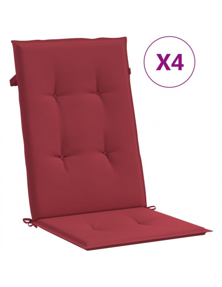 Cuscini per Sedie 4 pz Rosso Vino 120x50x3 cm in Tessuto
