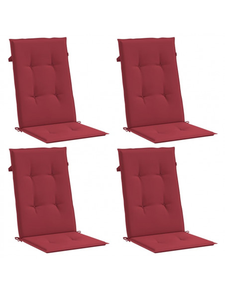 Cuscini per Sedie 4 pz Rosso Vino 120x50x3 cm in Tessuto
