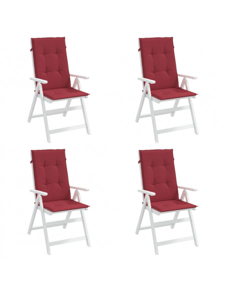 Cuscini per Sedie 4 pz Rosso Vino 120x50x3 cm in Tessuto