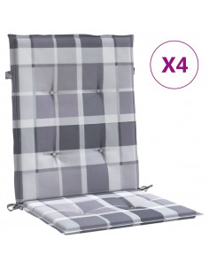 Cuscini per Sedia 4 pz a Quadri Grigi 100x50x3cm Tessuto Oxford 2