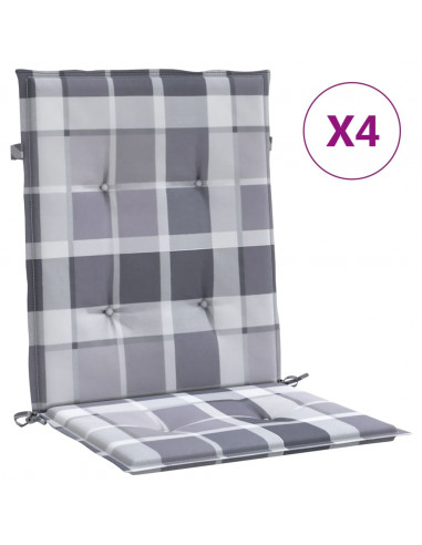Cuscini per Sedia 4 pz a Quadri Grigi 100x50x3cm Tessuto Oxford