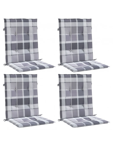Cuscini per Sedia 4 pz a Quadri Grigi 100x50x3cm Tessuto Oxford