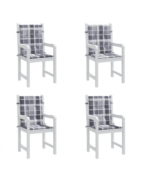 Cuscini per Sedia 4 pz a Quadri Grigi 100x50x3cm Tessuto Oxford