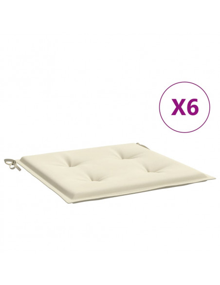 Cuscini per Sedia 6 pz Crema 50x50x3 cm in Tessuto Oxford