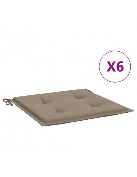 Cuscini per Sedia 6 pz Tortora 50x50x3 cm in Tessuto Oxford