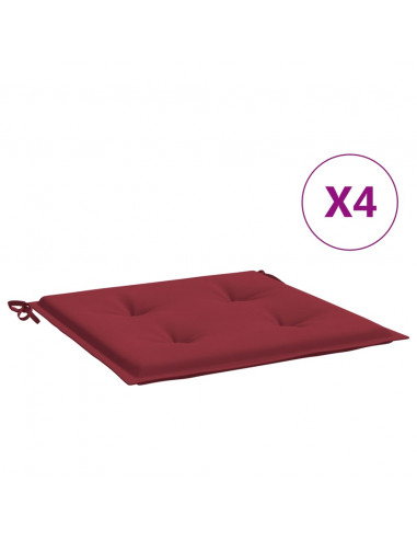 Cuscini per Sedia 4 pz Rosso Vino 50x50x3 cm in Tessuto Oxford