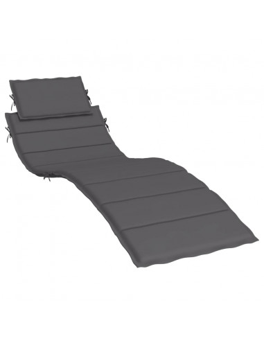 Cuscino per Lettino Antracite 186x58x3 cm in Tessuto Oxford