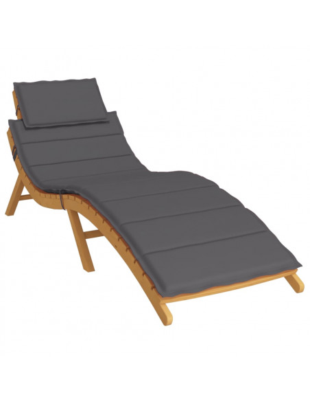 Cuscino per Lettino Antracite 186x58x3 cm in Tessuto Oxford