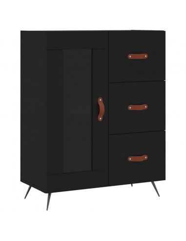 Credenza Nera 69,5x34x180 cm in Legno Multistrato