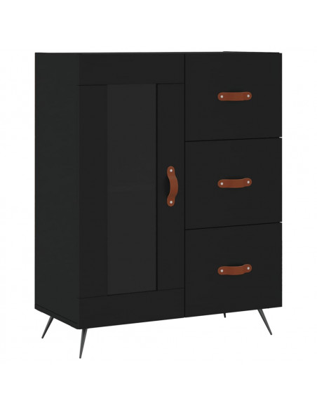 Credenza Nera 69,5x34x180 cm in Legno Multistrato