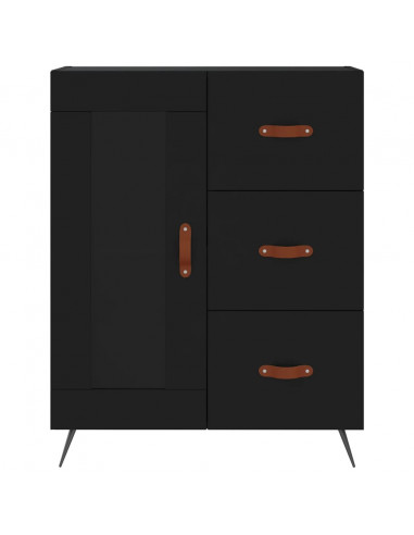 Credenza Nera 69,5x34x180 cm in Legno Multistrato