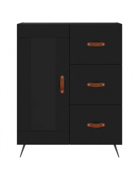 Credenza Nera 69,5x34x180 cm in Legno Multistrato