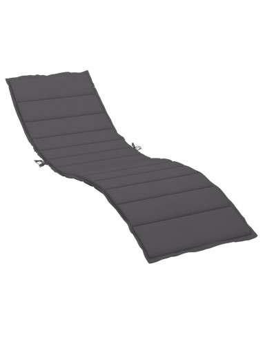 Cuscino per Lettino Antracite 200x60x3 cm in Tessuto Oxford