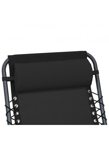 Poggiatesta per Sdraio Nero 40x7,5x15 cm in Textilene
