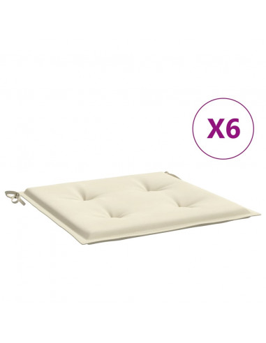 Cuscini per Sedia 6 pz Crema 40x40x3 cm in Tessuto Oxford