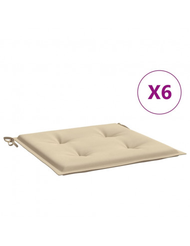 Cuscini per Sedia 6 pz Beige 40x40x3 cm in Tessuto Oxford