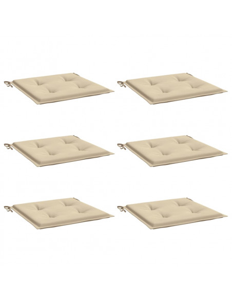 Cuscini per Sedia 6 pz Beige 40x40x3 cm in Tessuto Oxford