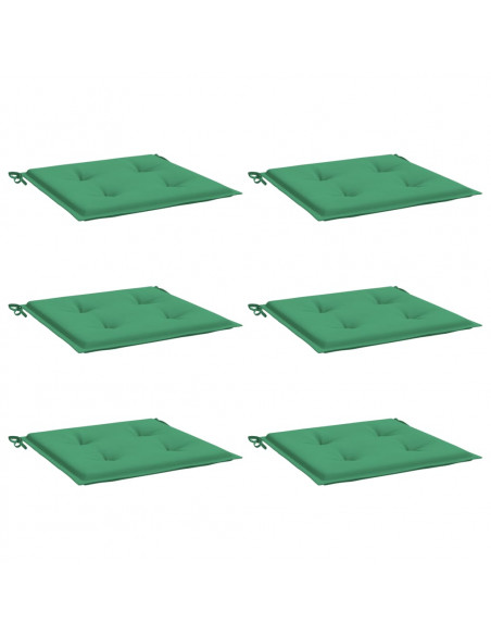 Cuscini per Sedia 6 pz Verdi 40x40x3 cm in Tessuto Oxford