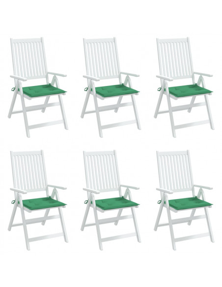 Cuscini per Sedia 6 pz Verdi 40x40x3 cm in Tessuto Oxford