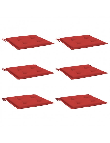 Cuscini per Sedia 6 pz Rossi 40x40x3 cm in Tessuto Oxford
