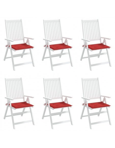 Cuscini per Sedia 6 pz Rossi 40x40x3 cm in Tessuto Oxford