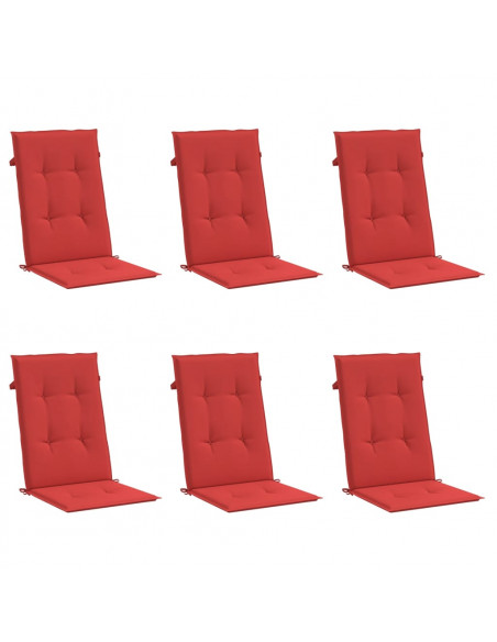 Cuscini per Sedie 6 pz Rossi 120x50x3 cm in Tessuto